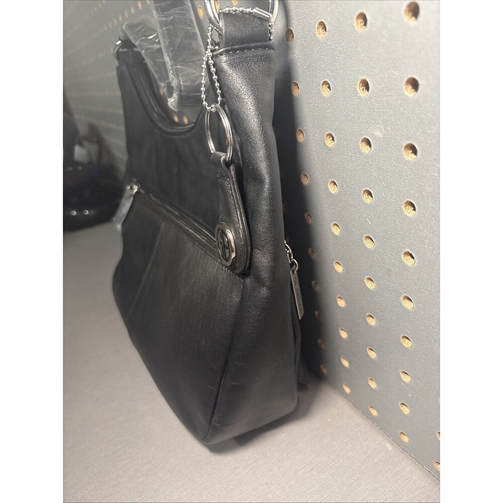 Giani Bernini Napa Leather Hobo Handbag Black Womens Purse Zip Up NOT USED - Picture 5 of 11